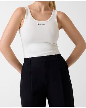 Guess Alya Ribbed Scoop Neck Tank Top - White