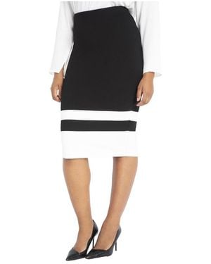 Eloquii Plus Size Colorblock Column Skirt - Black