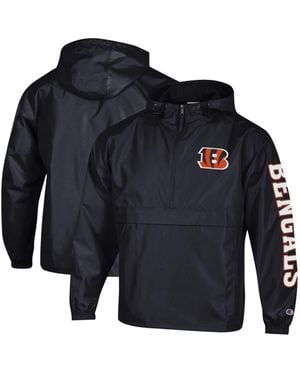 Champion Cincinnati Bengals Packable Hooded Windbreaker Half-zip Jacket - Blue