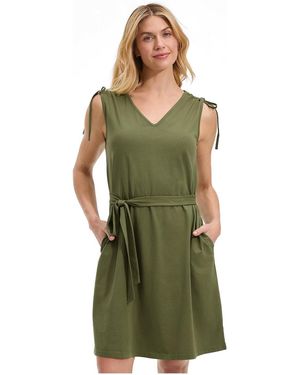 Lands' End Cotton Jersey Shoulder Tie Belted Mini Dress - Green