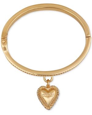 Guess Tone Heart Charm Bangle Bracelet - Metallic