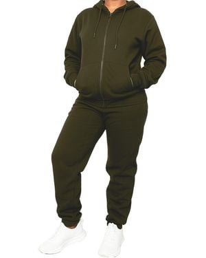 Blu Rock Loose Fit Full-zip Hoodie And jogger Sweatpants Matching - Green