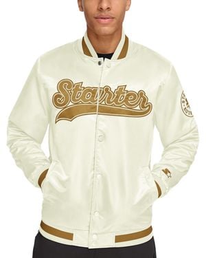 Starter Classic-fit Satin Varsity Bomber Jacket - Natural