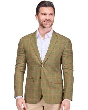 Gino Vitale Plaid Slim Fit Sportcoat Blazer - Green