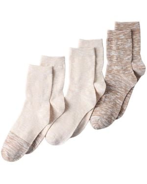 Lands' End 3-pack Summerweight Slub Midi Socks - Natural