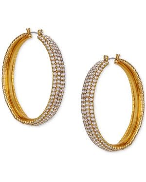 Guess Crystal Pave Large Hoop Earrings - Metallic