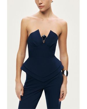 Nocturne Strapless Sculpted Bustier Top - Blue