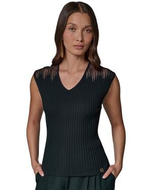 Donna Karan V-neck Top - Black