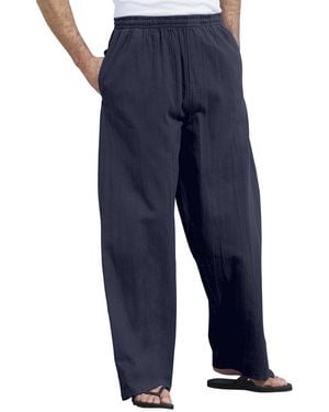 Kingsize Big & Tall Elastic Waist Gauze Cotton Pants - Blue
