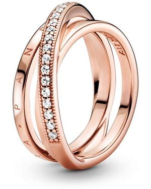 PANDORA Cubic Zirconia Signature Crossover Pave Triple Band Ring - Pink