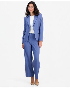 Le Suit Stretch Wide Leg 2-piece Pant Suit - Blue