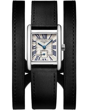 Longines Swiss Mini Dolcevita Black Three-row Leather Strap Watch 29mm