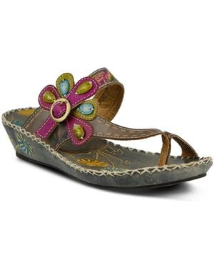 L'ARTISTE Spring Step Santorini Wedge Toe Ring Sandal - Brown