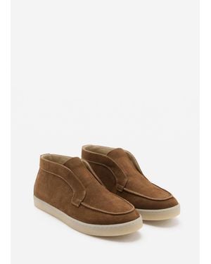 Mango Suede Leather Ankle Boots - Brown