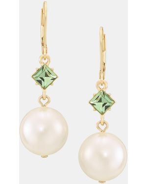 KARL LAGERFELD Crystal & Imitation Pearl Double Drop Earrings - White