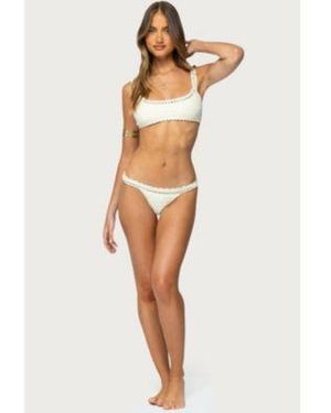 Edikted Enzo Crochet Bralette Bikini Top Bottoms - White