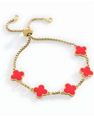 Mint & Lily Clover Enamel Bracelet - Red