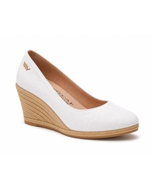 VISCATA Roses Limited Edition Canvas V Cut Espadrille Wedges - White