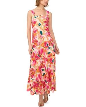 Msk Petite Square Neck Challis Maxi Dress - Red