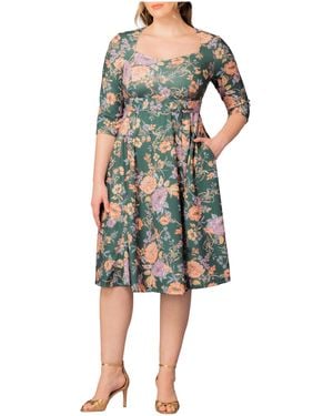 Kiyonna Plus Size Royal Sweetheart Cocktail Dress - Green