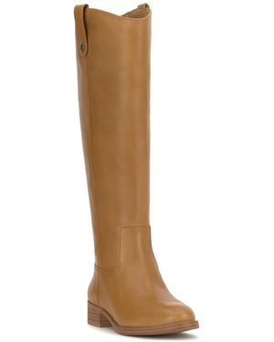 INC International Concepts Fawne Wide-calf Leather Knee High Boots - Brown