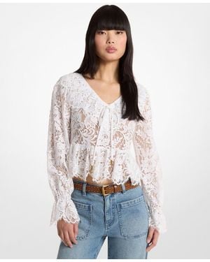 Michael Kors Lace V-neck Top - White