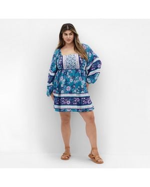 City Chic Jasmine Micro Mini Dress - Blue