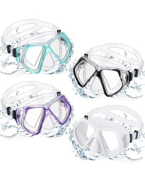 Gnuadz 4pc Diving Mask Tempered Glass Snorkel Gear - Metallic