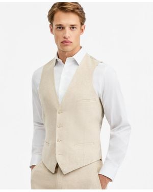 BarIII Slim-fit Linen-blend Suit Separates Vest - Natural