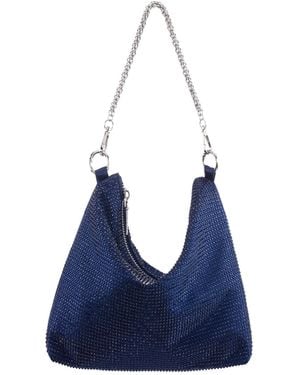 Nina Crystal Embellished Zipper Hobo Bag - Blue