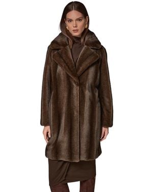 Donna Karan Notched-collar Faux-fur Coat - Brown