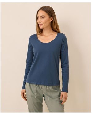Pact Organic Cotton Softspun Long Sleeve Scoop Neck Tee - Blue
