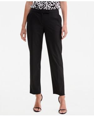 Kasper Washable Bi-stretch Mid-rise Fly-front Straight Leg Pants - Black
