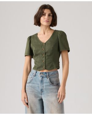 Levi's Moxie Cotton Short-sleeve Denim Blouse - Green