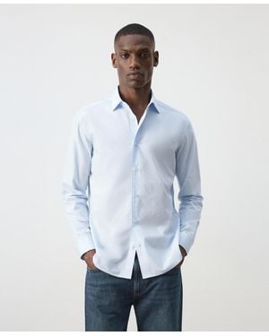 Mango Long-sleeve Button-down Cotton Shirt - Blue