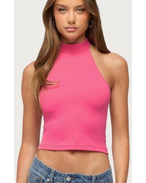 Edikted Ikara Backless High Neck Halter Top - Pink