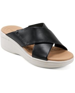 Easy Spirit Bindie Crisscross Lightweight Wedge Sandals - Brown
