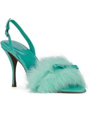 Jeffrey Campbell Price-f Faux-fur Slingback Stiletto Dress Sandals - Green