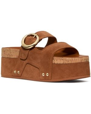 Kate Spade Halo Platform Footbed Sandals - Brown