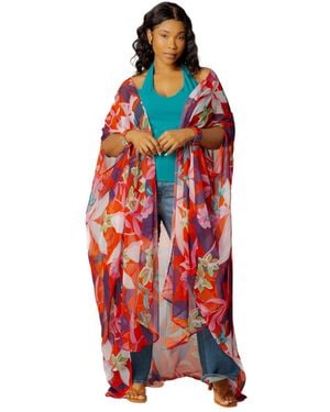 Buxom Couture Plus Size Floral Robe - Red