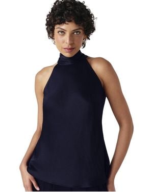 Ghost Reese High Neck Satin Top - Blue