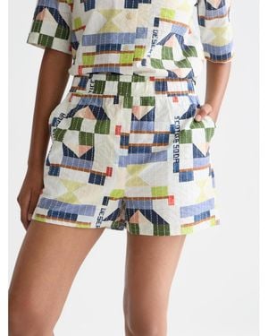 Scotch & Soda Scotch And Soda Printed And Stitch-embroidered Shorts - Blue