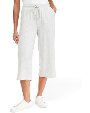 Style & Co. Petite Luxlounge Wide-leg French Terry Capris - White