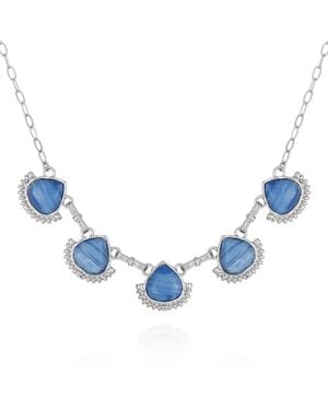 Tahari Denim Semi Precious Stone Statement Necklace - Blue