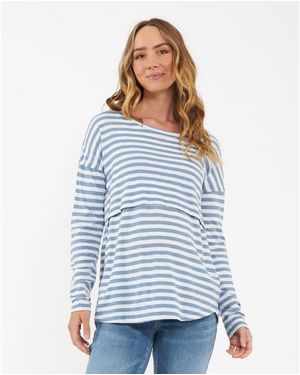 Ripe Maternity Maternity Lionel Long Sleeve Nursing Tee - Blue