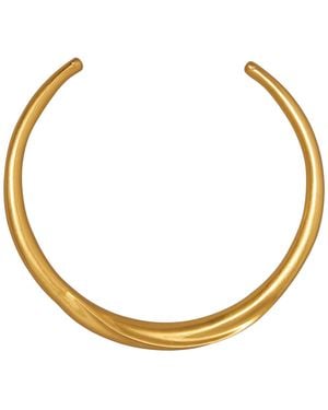 Donna Karan Plated Folded Hard Collar Necklace - Metallic