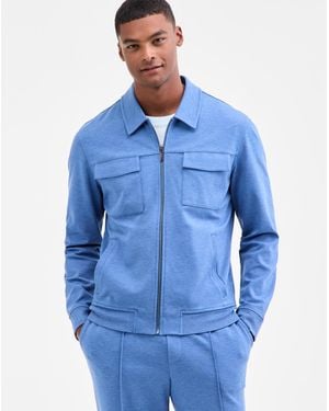 Alfani Weekend Smart Zip-front Stretch Knit Jacket - Blue