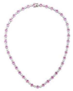 SUZY LEVIAN NEW YORK Suzy Levian Sterling Silver Sapphire Created White Sapphire Tennis Necklace