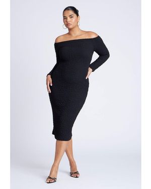 Eloquii Plus Size Off Shoulder Textured Dress - Blue