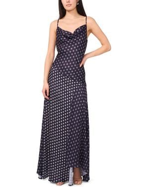 1.STATE Cowl Neck Asymmetric Hem Combo Slip Dress - Blue